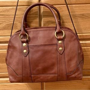 Cognac Frye Melissa Domed Satchel w/ Crossbody Strap